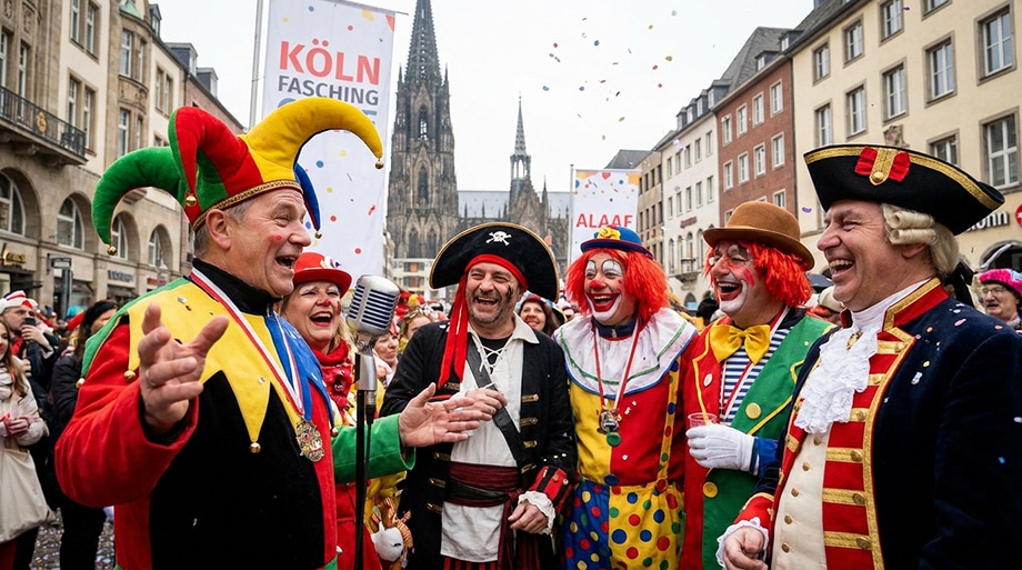 Kostümierte Jecken beim Kölner Karneval